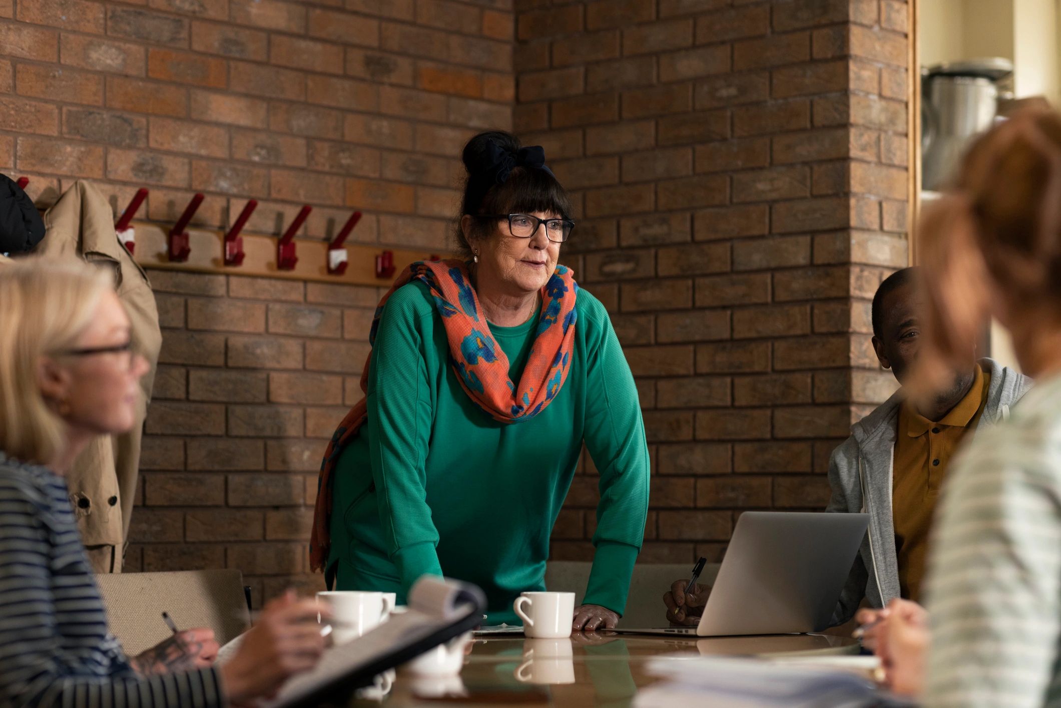 Professional team gathered in discussion
