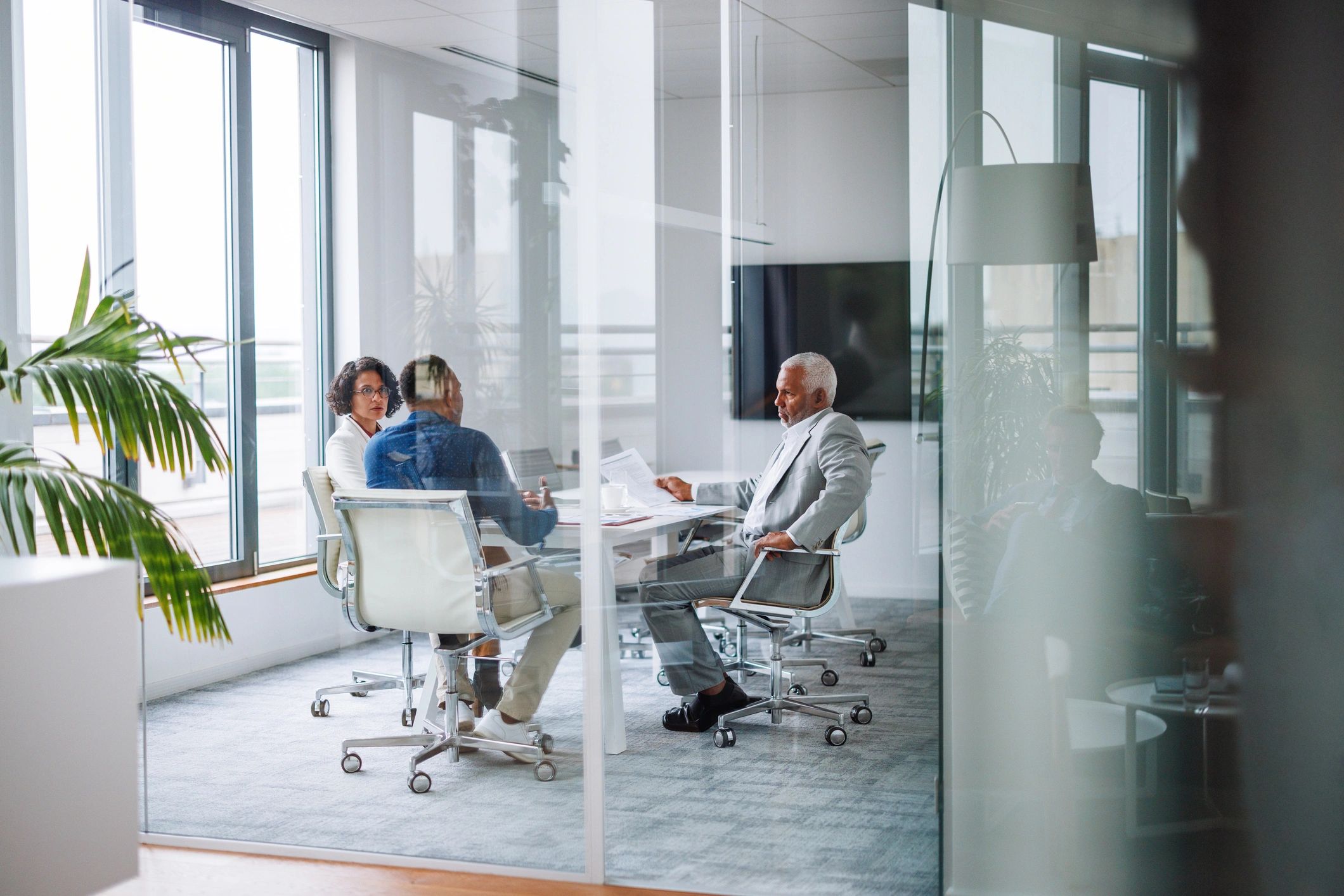 Strategy meeting in a conference room
